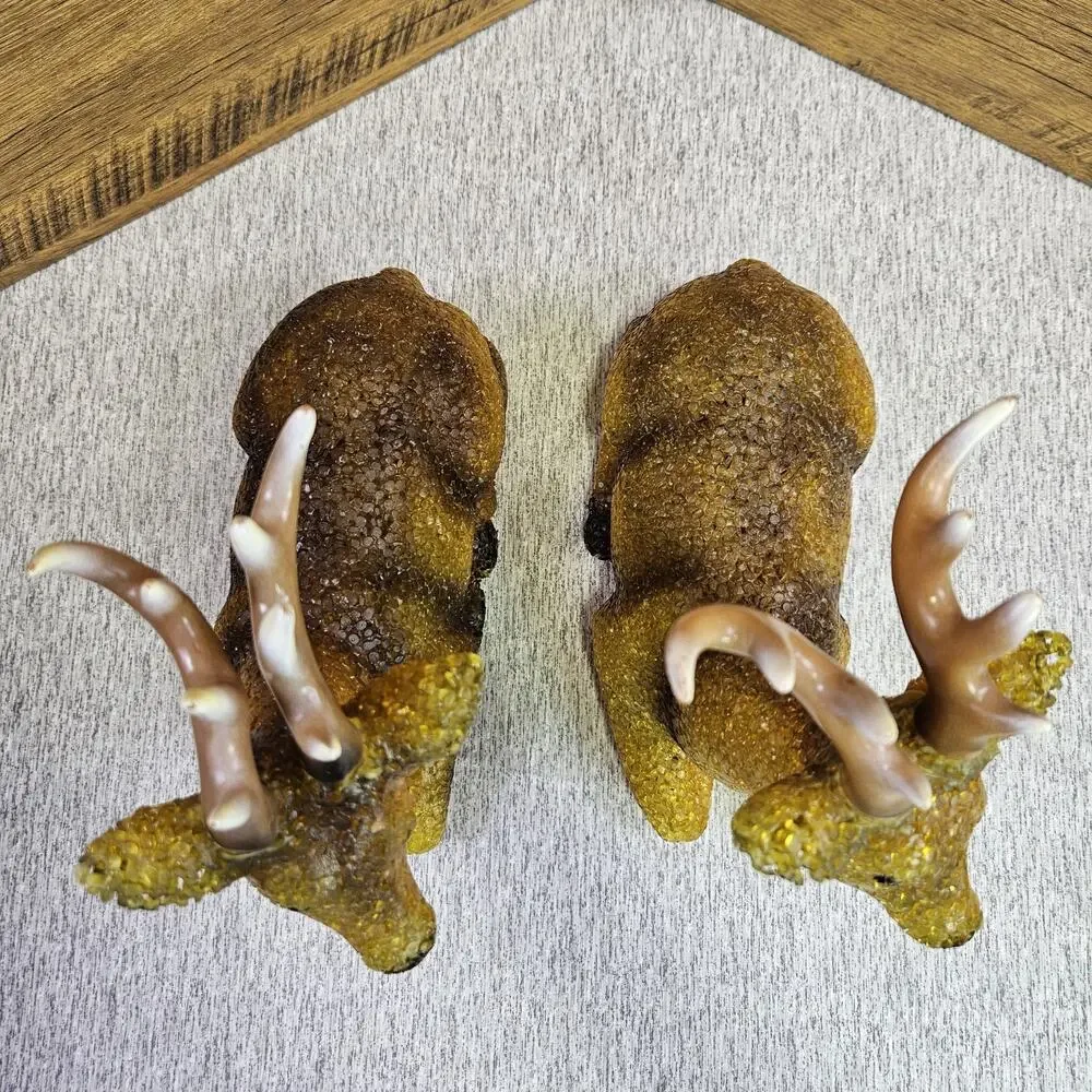 VTG 60s Melted Popcorn Plastic Holiday Buck Deer Set of 2 Christmas NO BULB/CORD